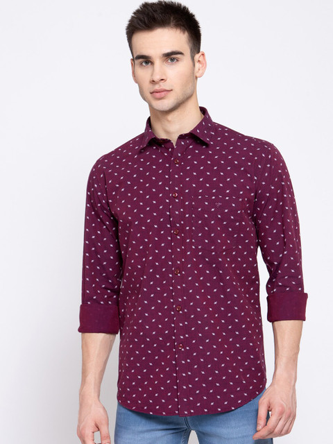 

Canstol Men Magenta Opaque Printed Casual Shirt