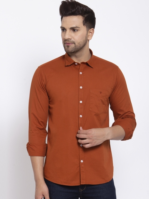 

Canstol Men Rust Opaque Casual Shirt