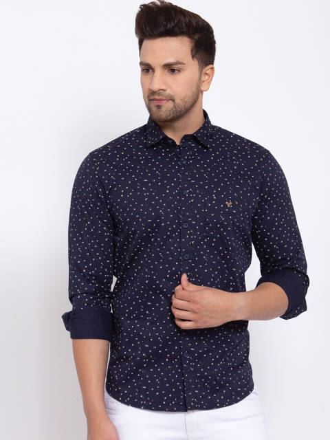 

Canstol Men Navy Blue Floral Opaque Printed Casual Shirt