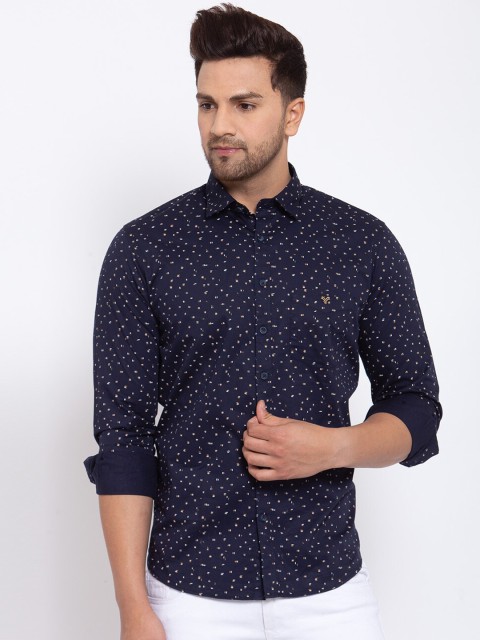 

Canstol Men Navy Blue Floral Opaque Printed Casual Shirt