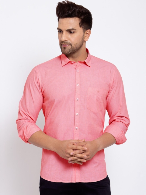 

Canstol Men Red Opaque Pure Cotton Casual Shirt
