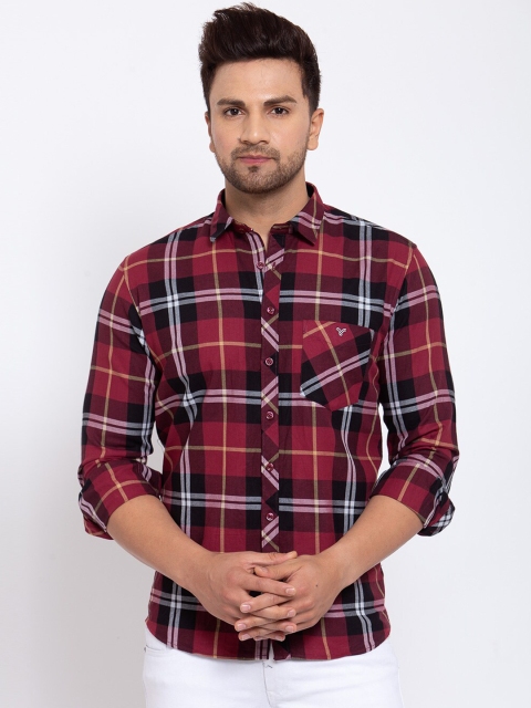 

Canstol Men Maroon Tartan Checks Opaque Checked Casual Shirt