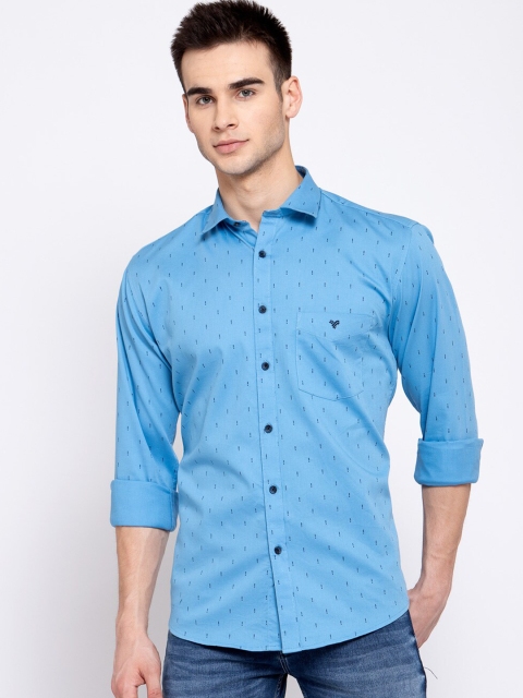 

Canstol Men Blue Opaque Printed Pure Cotton Casual Shirt