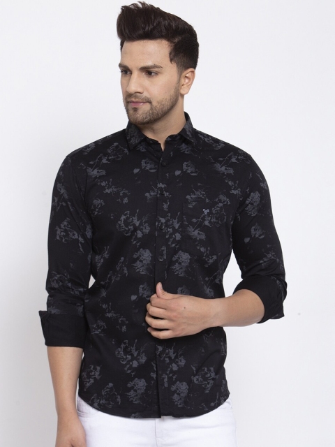 

Canstol Men Black Floral Opaque Printed Casual Shirt