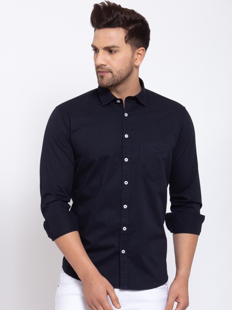 

Canstol Men Navy Blue Opaque Casual Shirt