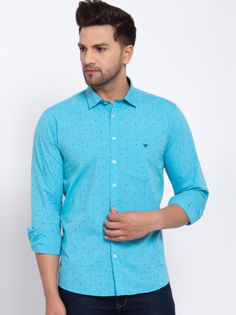 

Canstol Men Blue Opaque Printed Casual Shirt
