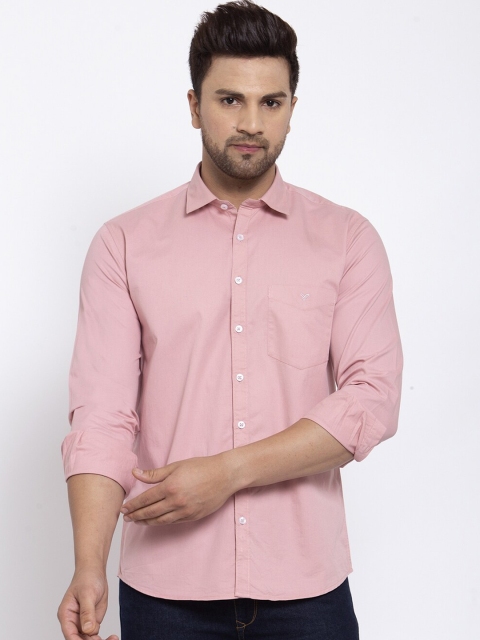 

Canstol Men Peach-Coloured Opaque Pure Cotton Casual Shirt