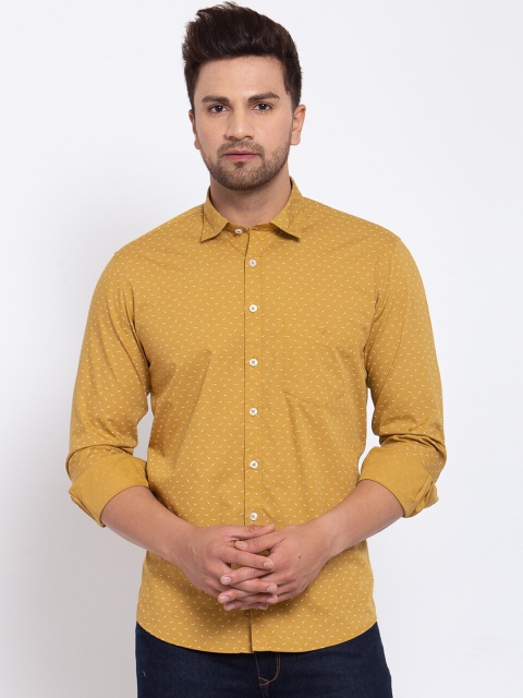 

Canstol Men Yellow Opaque Printed Casual Shirt