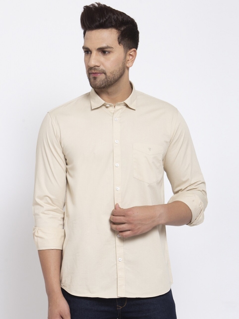 

Canstol Men Beige Opaque Pure Cotton Casual Shirt