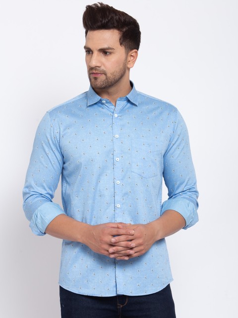 

Canstol Men Blue Opaque Printed Casual Shirt