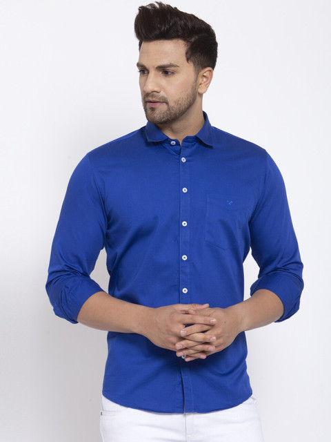 

Canstol Men Blue Opaque Casual Shirt
