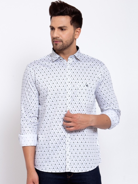 

Canstol Men White Opaque Printed Casual Shirt