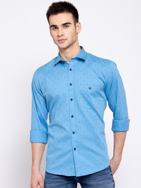 

Canstol Men Blue Opaque Printed Pure Cotton Casual Shirt