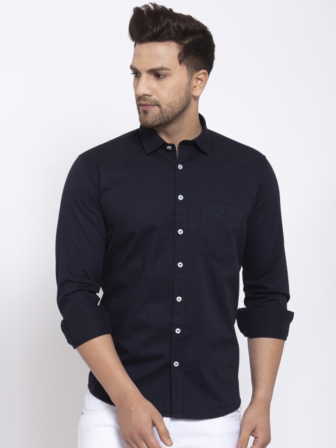 

Canstol Men Navy Blue Opaque Casual Shirt