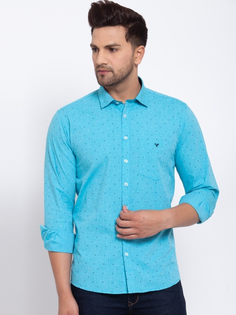 

Canstol Men Blue Opaque Printed Casual Shirt