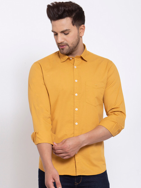 

Canstol Men Mustard Opaque Casual Shirt