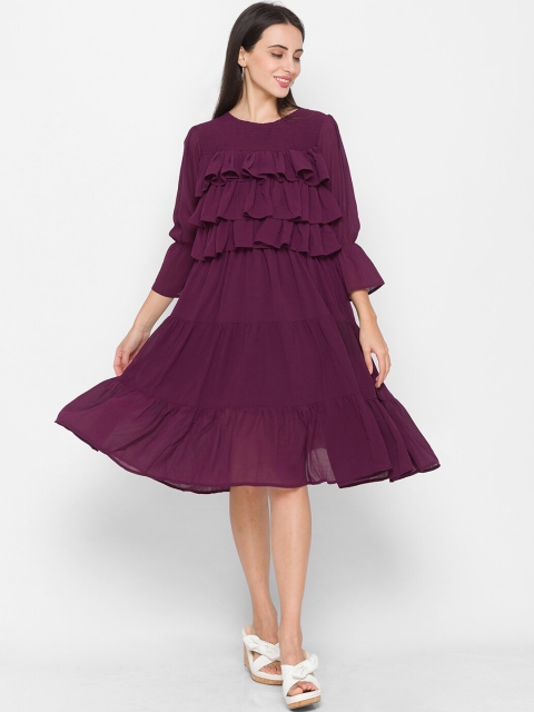 

ZOLA Women Purple Chiffon Fit & Flare Dress