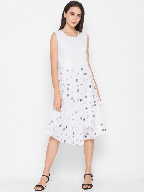 

ZOLA White Floral Chiffon Midi Dress
