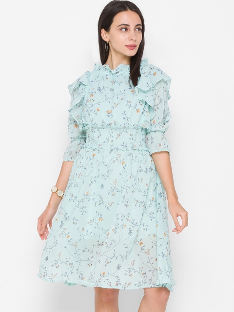 

ZOLA Women Green & Black Floral Printed Dress
