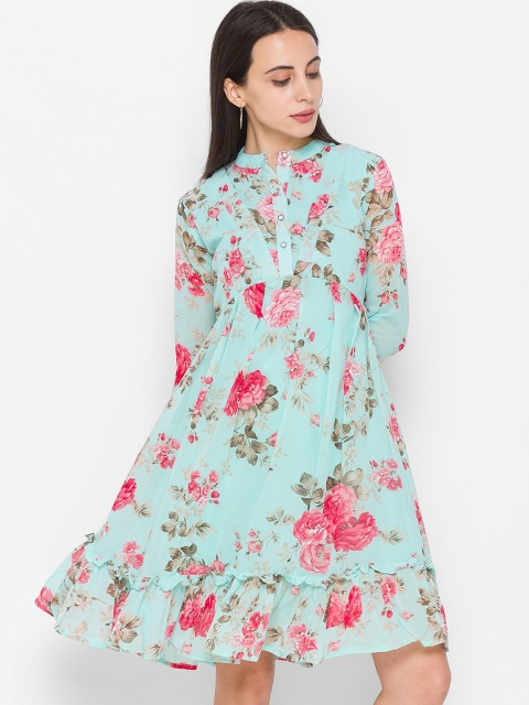 

ZOLA Green Floral Chiffon Dress