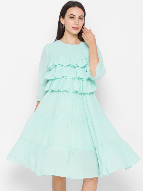 

ZOLA Green Chiffon A-Line Dress