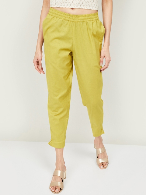 

Melange by Lifestyle Women Yellow Cotton Trousers