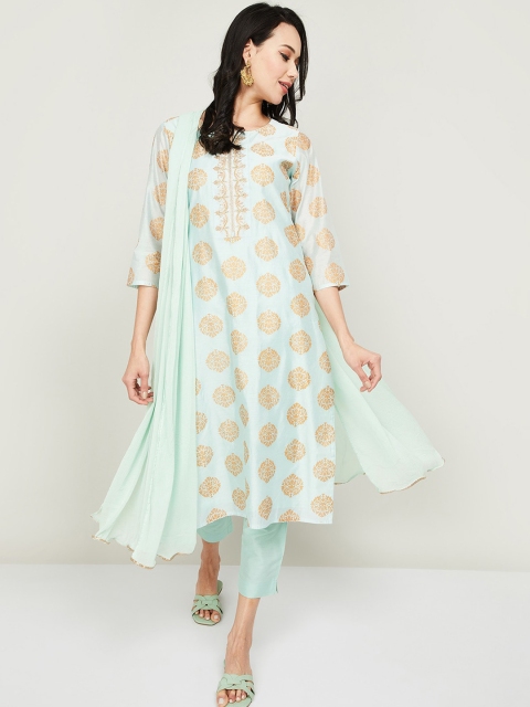 

Melange by Lifestyle Women Green Ethnic Motifs Kurta with Trousers & Dupatta