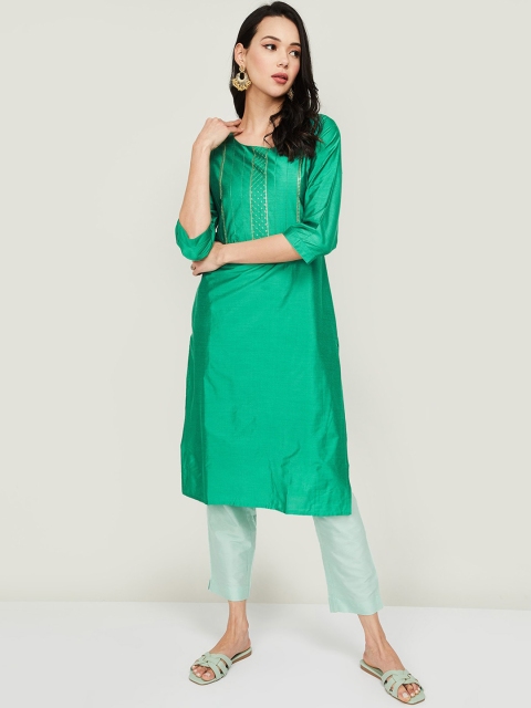 

Melange by Lifestyle Women Green Yoke Design Kurta