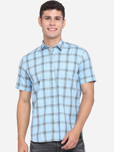 

JADE BLUE Men Blue Slim Fit Tartan Checks Opaque Checked Casual Shirt