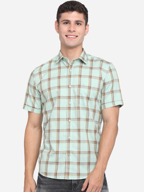 

JADE BLUE Men Green Slim Fit Opaque Checked Cotton Casual Shirt