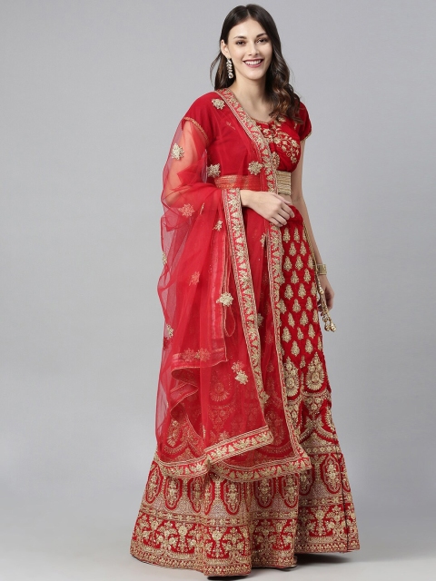 

The Chennai Silks Maroon Embroidered Ready To Wear Lehenga Choli with Dupatta