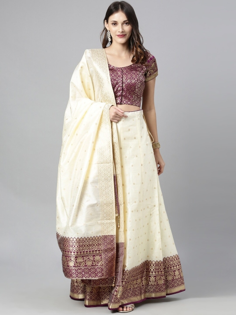 

The Chennai Silks Cream-Coloured Woven Designed Ready To Wear Lehenga Choli with Dupatta