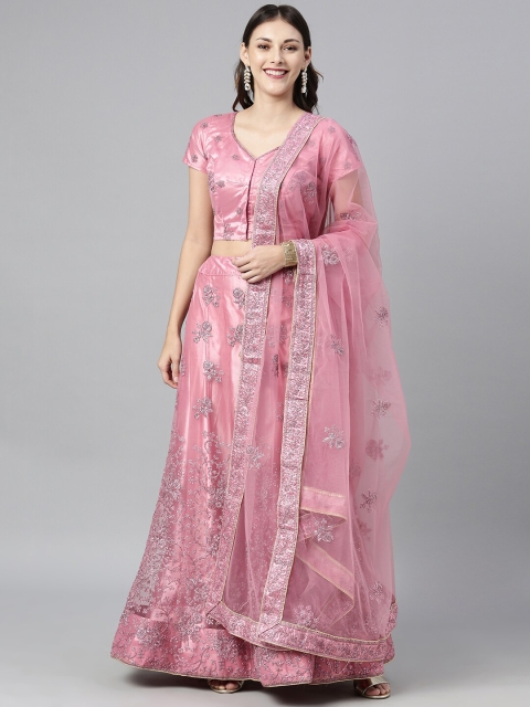 

The Chennai Silks Women Pink Embroidered Ready To Wear Lehenga Choli with Dupatta