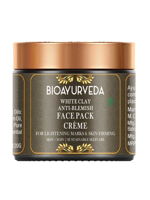

BIOAYURVEDA Unisex White Clay Anti-Blemish Face Pack Cream 120g, Brown