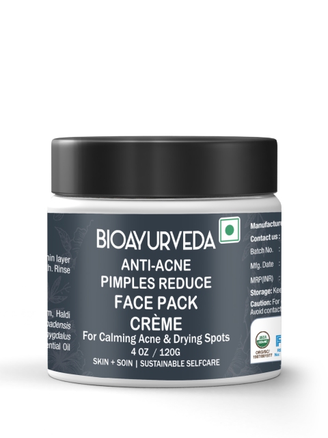 

BIOAYURVEDA Face Pack Creme For Calming Acne & Drying Spots - 120g, Navy blue