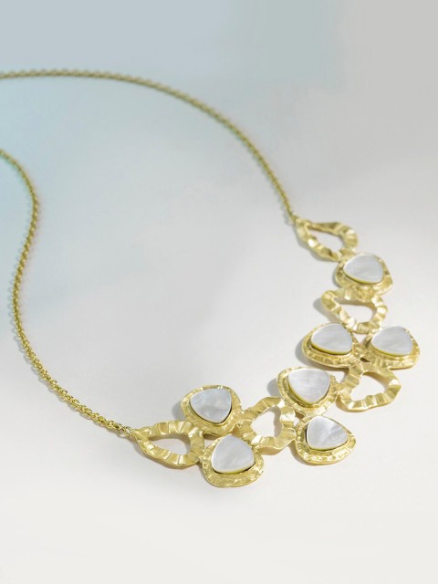 

Mikoto by FableStreet Gold-Plated & White Brass Pearl Studded Statement Necklace