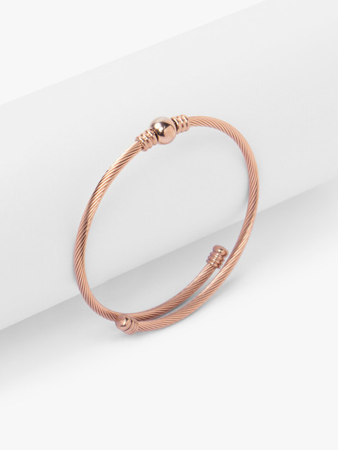 

Mikoto by FableStreet Women Rose Gold-Plated Brass Twisted Beads Cable Cuff Bracelet