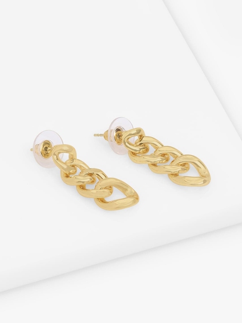 

Mikoto by FableStreet Gold-Toned Contemporary Link Chain Drop Earrings