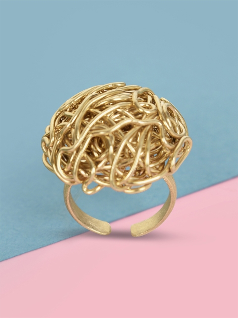 

Mikoto by FableStreet Gold-Plated Tangled Circular Adjustable Ring