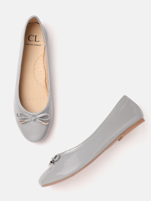 

Carlton London Women Grey Solid Ballerinas with Bows Detail