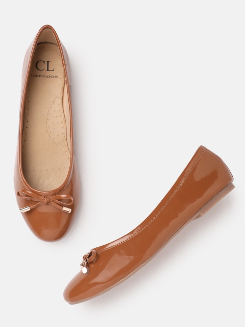 

Carlton London Women Tan Brown Solid Ballerinas with Bows Detail