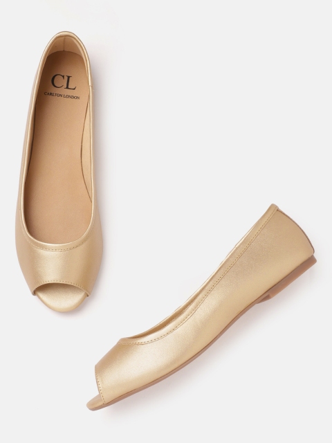 

Carlton London Women Gold-Toned Peep Toe Flats
