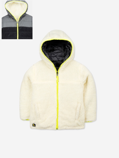 

Cherry Crumble Kids Grey & Black Colourblocked Reversible Padded Jacket