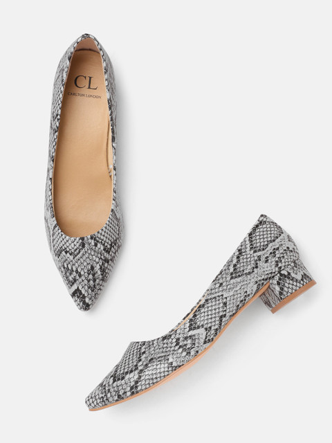 

Carlton London Women Grey & Black Snakeskin Printed Ballerinas
