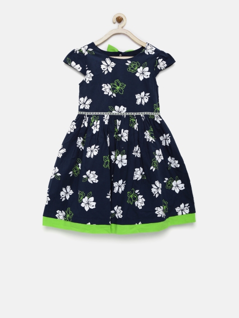 

Palm Tree Girls Navy Floral Print Fit & Flare Dress, Navy blue