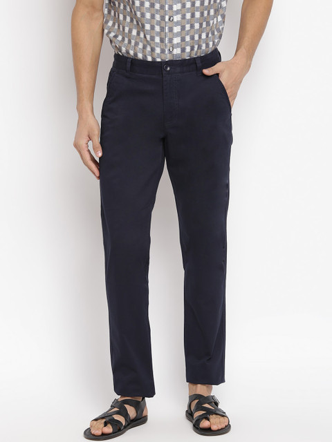 

Fabindia Men Navy Blue Slim Fit Trousers