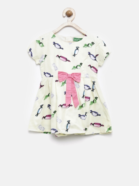 

Palm Tree Infant Girls Yellow Printed Fit & Flare Dress