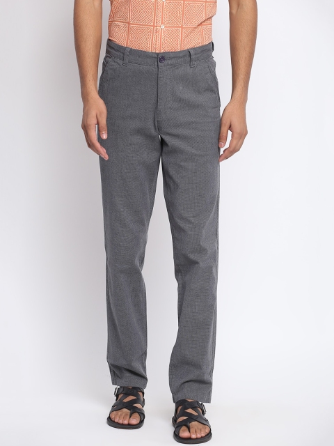 

Fabindia Men Grey Textured Slim Fit Trousers