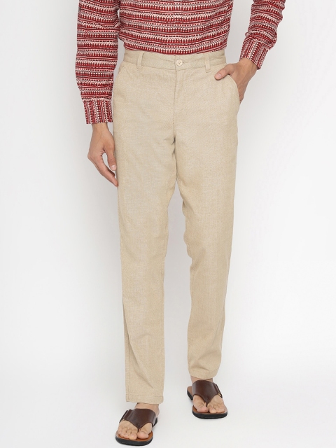 

Fabindia Men Beige Slim Fit Trousers