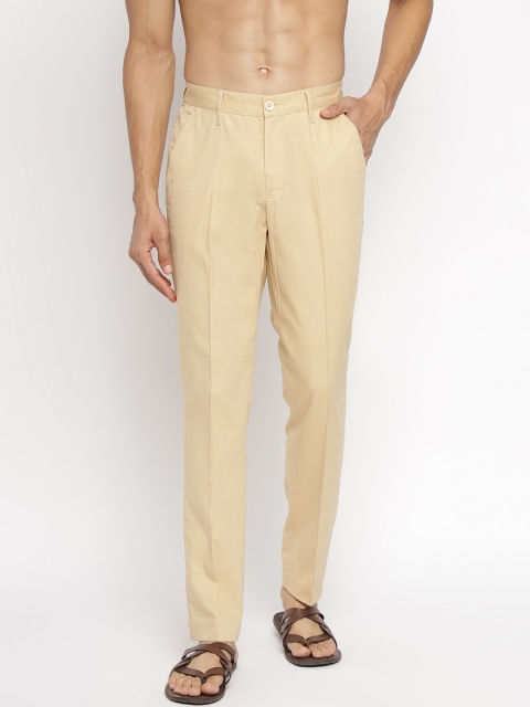 

Fabindia Men Beige Parallel Trousers
